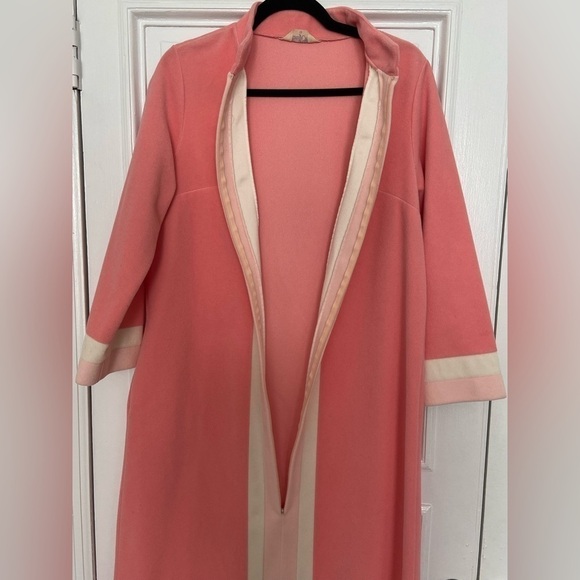 Vanity Fair Vintage Retro Fleece Pink & Cream Stripe Comfy Soft House Robe 70’s - Picture 4 of 15